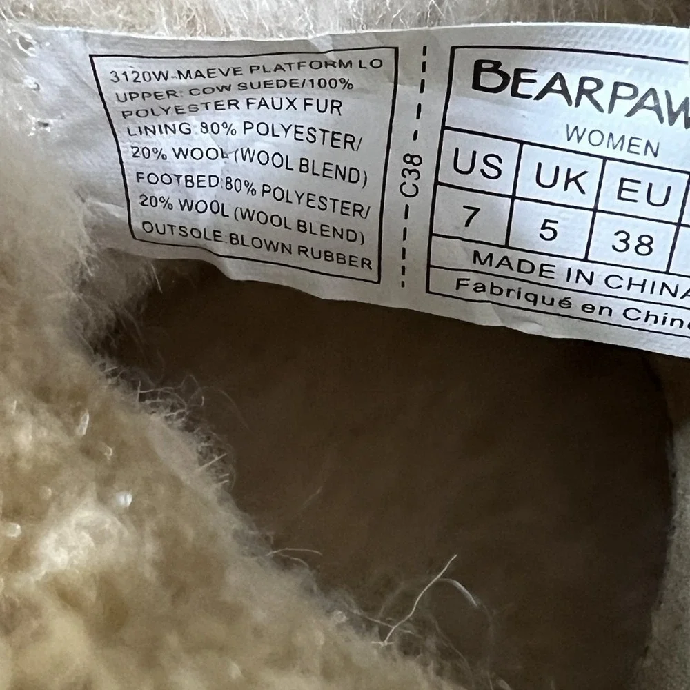 NWT Bearpaw Maeve Platform Lo Solid Suede Boots Hickory Cozy Winter Size 7